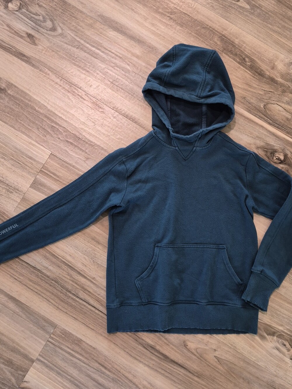 Athleta Girl Dark Teal Hoodie Thumbholes Modal-blend Powerful on sleeve Sz 8-10